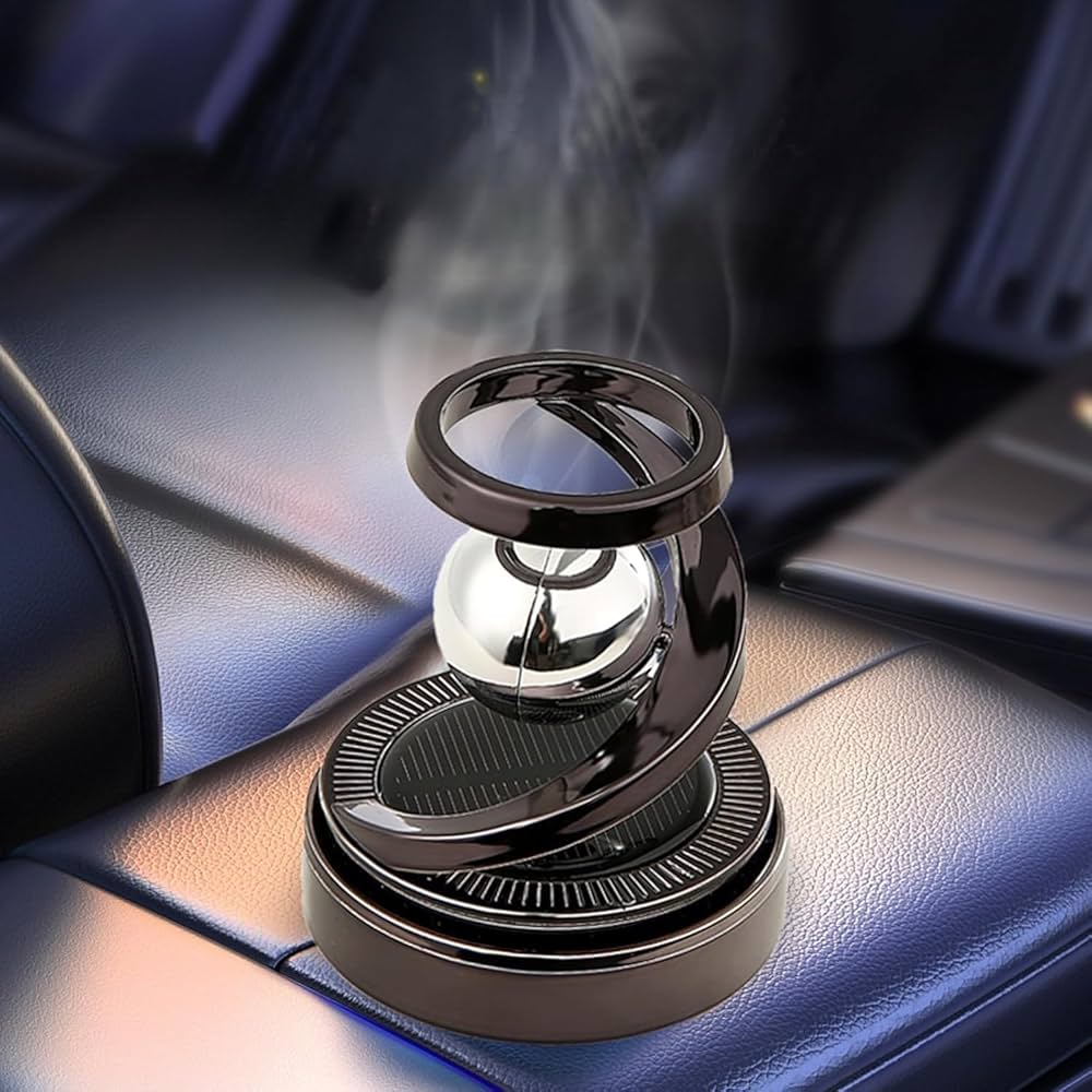 AromaGlide™ – Solar-Powered Rotating Car Fragrance Diffuser