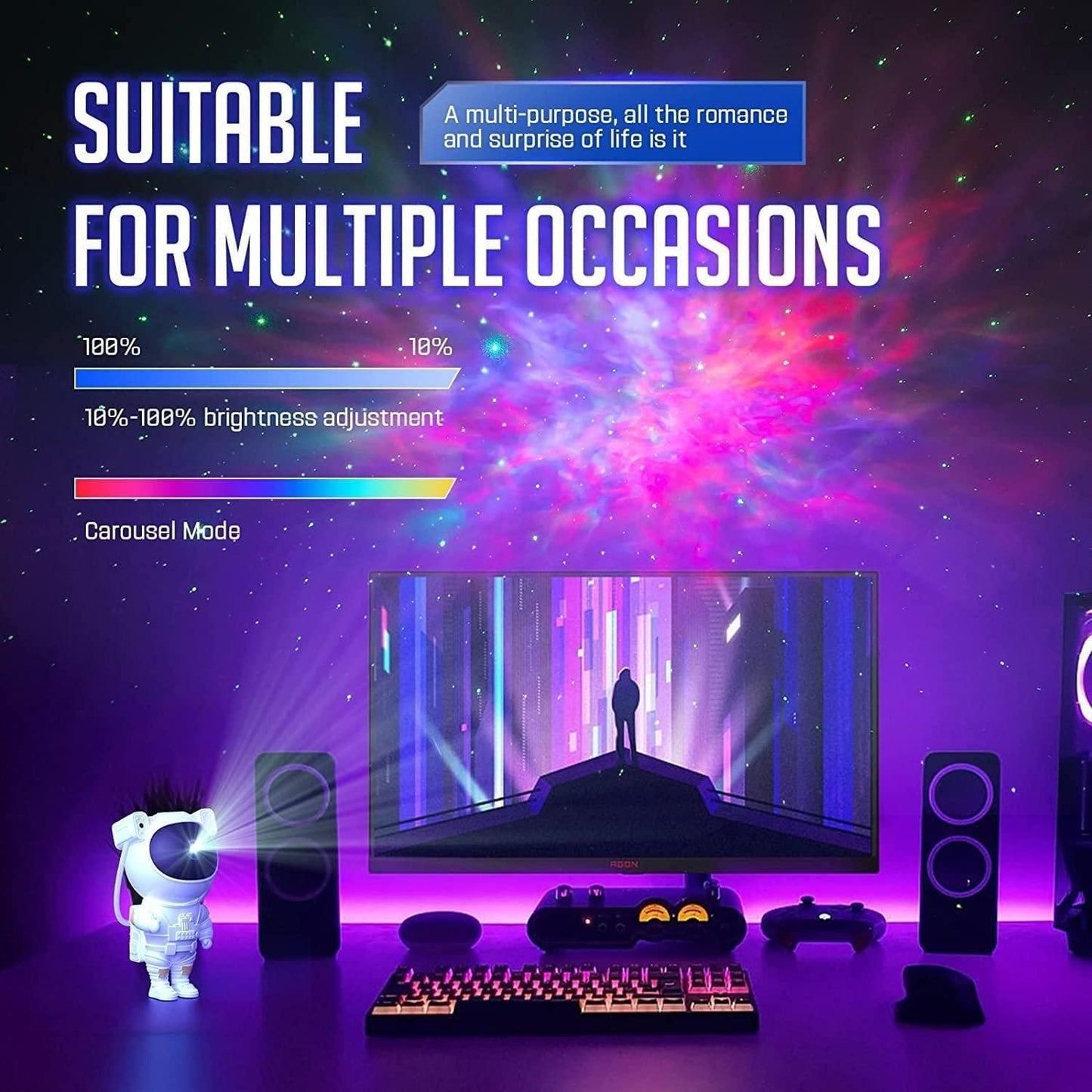 Nebula Night Explorer™ – Astronaut-Themed Galaxy Projector with Remote & LED Modes