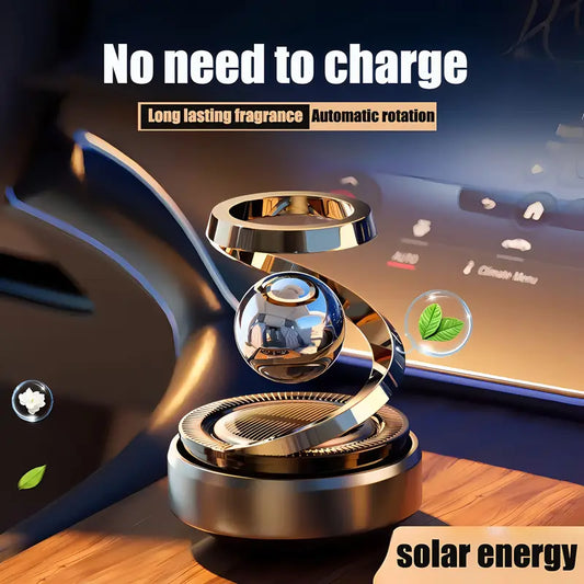AromaGlide™ – Solar-Powered Rotating Car Fragrance Diffuser